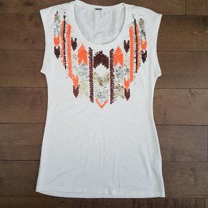 Proof Ivory Sequin Pattern Sleeveless Top - Size S